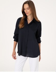 Resim Pierre Cardin Kadın Lacivert Gömlek Desenli 50313588-vr033 Lacivert 