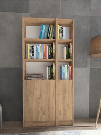 Resim YETİ MOBİLYA Flat85 Kitaplık 3 Kapaklı Kütüphane Çok Amaçlı Dolap Çam 