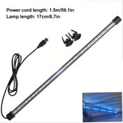 Resim 6.7-18.5 İnç Mavi & Beyaz LED Akvaryum Aydınlatma Sistemi, USB ile Çalışma, 36V Düşük Voltaj, 1.5m/5.9in Güç Kablosu & 17cm/6.7in Lamba Uzunluğu, Bataryasız 