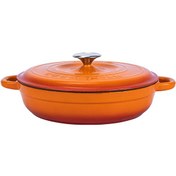 Resim Lava New Heritage Serisi 28 CM Döküm Çok Amaçlı Yayvan Turuncu Tencere LV Y ST3 28 YK3 