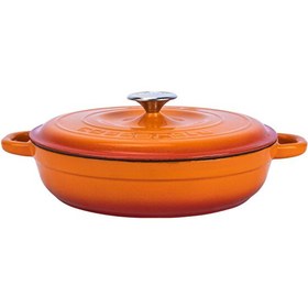 Resim Lava New Heritage Serisi 28 CM Döküm Çok Amaçlı Yayvan Turuncu Tencere LV Y ST3 28 YK3 