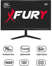 Resim Fury 19" Geniş Ekran 75 Hz 5ms (Vga,hdmı) LED Monitör 