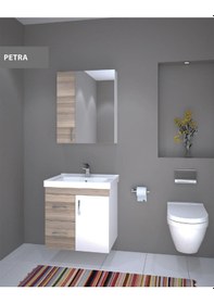 Resim Denko Petra 65 Cm Mdf Banyo Dolabı Alt Modül Ve Seramik Lavabo Çok Renkli 