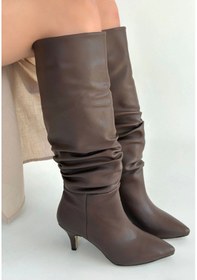 Resim Zelya Kahverengi Cilt Topuklu Çizme Çok Renkli 