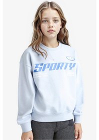 Resim Defacto Kız Çocuk Relax Fit Bisiklet Yaka Baskılı Sweatshirt E6760a825aube216 Mavi 
