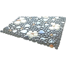 Resim MozaiKristaL Füme, Beyaz, Sarı Çiçek Desenli 31,5x31,5cm. Fileli Cam Mozaik. ( 5 File Karo=0.5 m2 Fiyatıdır ) 