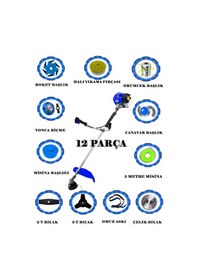 Resim Eısenn German 12 Parça Setli Ttx-still Metal Şanzuman Yan Tipi Ot Çim Çalı Çayır Biçme Tırpan 