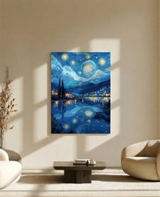 Resim Tabdiko Sayılarla Boyama Seti 40 x 50 cm Tuval Şasesine Gerili Yıldızlı Geceler 