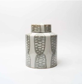 Resim Dekoratif Seramik Gri Vazo Çok Renkli 