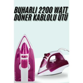Resim Buharlı Ütü 2200 Watt Seramik Tabanlı Taşınabilir Kablolu Ütü 