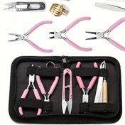 Resim 8 parça/set Pembe Yaşlı Takı Yapım Aracı Seti, Yuvarlak Burun, Sivri Burun ve Tel Kesiciler, Başlangıç ve Meraklılar için Dişsiz Pense içerir 