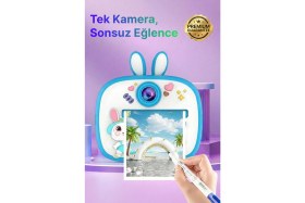 Resim Q7 Taşınabilir Fotoğraf Yazıcı ve Kamera BUNNY Mavi 
