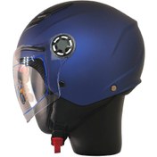 Resim MOTOANL Motosiklet ve Bisiklet Yarım Camlı Çocuk Kaskı Ce Abs Material Motor Kaskı Mat Blue 