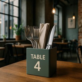 Resim QR Kod Kutu | Restoran ve Kafeler İçin Masa Üstü Düzenleyici - Beyaz / 10 / 4 Taraflı Baskı 
