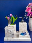 Resim MIARIK DESIGN & DEKORASYON Dekoratif Mermer Düz Kare 5 Li Banyo Seti Takımı 
