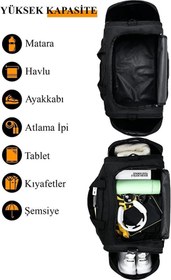 Resim Av A Dos Unisex Uzun Askılı Geniş Hacimli Seyahat Gym Fitness Spor Çantası El Valizi Kabin Boy 