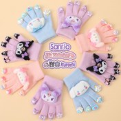Resim 1 adet Sanrio Kuromi Kalınlaştırılmış Kışlık Eldiven - Sevimli Çizgi Film Tasarımı, Erkek ve Kız Çocuklar için Tam Parmak Isıtmalı, Açık Hava Aktiviteleri için Mükemmel, Tatil Hediyesi, Kız Çocukları için Kış Eldivenleri, Eğlenceli Tasarım, Yumuşak Kumaş 