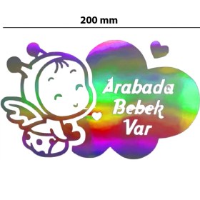Resim Arabada Bebek Var Hologram Sticker – Işık Vurunca Renk Değiştirir – Sticker Araç, Cam,düz ve Prüzsüz Yüzeyler 