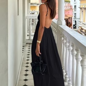 Resim Kadınların Seksi Sırtı Açık Yaz Elbisesi - Düz Renk V Yaka Kolsuz Vücut Sıkı Maxi Elbise Ayarlanabilir İnce Askılar ile, Hafif Nefes Alabilen Kumaş Plaj Tatilleri, Partiler ve Akşam Etkinlikleri için, Plaj Elbiseleri, Parti Kıyafetleri, Şık Siluet, Zarif Tasarım 