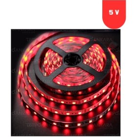 Resim 5 Volt 5 Mm 2835 Smd Kırmızı İç Mekan 120 Ledli 5 Metre Şerit Led 
