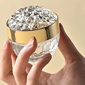 Resim Lüks Kristal Cam Krem Kavanozu - 1 adet, Yüz & Vücut Losyonu için Bükülebilir Kapaklı Kozmetik Kap, Koku İçermez 