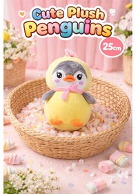 Resim 25 Cm Sevimli Peluş Penguen Yumuşacık Pastel Renkli Oyuncak Sarı 