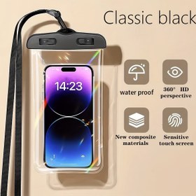 Resim 1 adet Büyük Su Geçirmez Cep Telefonu Çantası İple, 8 inçlik Cep Telefonu Tutucu Kuru ve Islak Ayrım Çantası, Şeffaf Plastik Kuru ve Islak Ayrım Çantası, Boyun Askılı, Dış Mekan Sporları, Bisiklet, Plaj, Seyahat Gemisi, Yüzme, Su Parkı, Sörf, Dalış, Denizaltı Fotoğrafçılığı için Uygun 