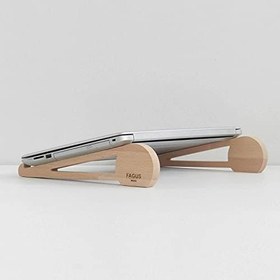 Resim Fagus Wood Doğal Ağaç Laptop Masa Standı Ve Yükseltici Notebook Tutucu 