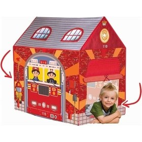 Resim İtfaiye Çadırı Çocuk Oyun Evi 100x68x100 Cm Büyük Boy Çadır 