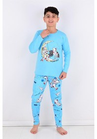 Resim Vitmo Far Out Uzun Kollu Erkeke Çocuk Pijama Takımı Mavi 