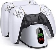Resim NinjaPlusOX PS5 Controller Charging Station, PS5 Charging Station with Fast Charging AC Adapter 5V/3A for PlayStation 5 Controller, PlayStation 5 Charging Stand for Dualsense with LED Indicator, White 