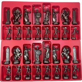 Resim Sadece Satranç Taşı İsteyene Gifthome Premium Jumbo Boy Metal Yunan Figürlü Satranç Taşı 
