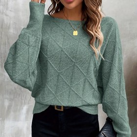 Resim Argyle Desenli Kablo Örgüsü Kayık Yaka Kazak, Sonbahar ve Kış İçin Şık Uzun Kollu Kazak, Kadın Giyim 