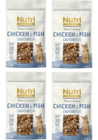 Resim Nutri Feline Chicken & Fısh Sandwich Tavuklu Ve Balıklı Tahılsız Kedi Ödülü 50 Gr. X 4 Adet 