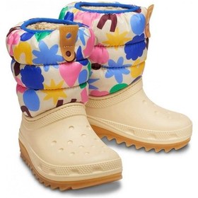 Resim Crocs Classic Neopuff Geo Shapes Boot K Çocuk Çizmesi - Bej / Multi Bej 