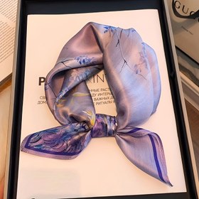 Resim 1 adet Kadınlar için Zarif Lavanta İpek Eşarp - Bahar ve Sonbahar Kare Eşarp, Çiçek Baskılı, Yumuşak ve Hafif, Şık Boyunluk veya Dekoratif Aksesuar için Mükemmel, Şık Boyunluk | Çiçek Baskılı Eşarp | Hafif Kumaş, Eşarp 