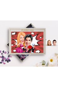 Resim Bk Gift Kişiye Özel Sevgililer Karikatürlü 1000 Parça Profesyonel Puzzle-9 