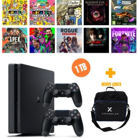 Resim Sony PlayStation 4 Slim 1TB + 10 Dijital Oyun + Çift Kol + ConsoleX Çanta (Yenilenmiş) 