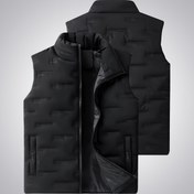 Resim Erkek Hafif Yalıtımlı Yelek - Stand Yaka Fermuar Ön, Düz Renk Normal Kalıp Bahar/Sonbahar Açık Hava Spor Ceketi, Rahat ve Aktif Giyim, Çok Yönlü Giyim, Dayanıklı Polyester 