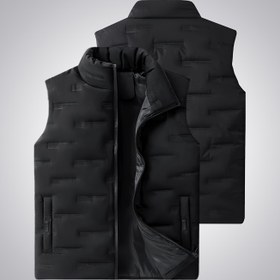 Resim Erkek Hafif Yalıtımlı Yelek - Stand Yaka Fermuar Ön, Düz Renk Normal Kalıp Bahar/Sonbahar Açık Hava Spor Ceketi, Rahat ve Aktif Giyim, Çok Yönlü Giyim, Dayanıklı Polyester 