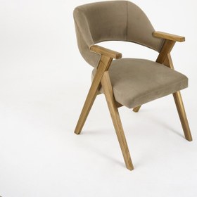 Resim Ahşap Sandalye - Kayın Ağacı, Farklı Renk Kumaş Seçenekli ve Kolçaklı - 2 