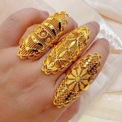 Resim Kadınlar için Lüks Altın Tonlu Oymalı Geniş Bant Yüzük - Vintage Düğün Takısı, Anneler Günü Hediyesi, Karmaşık Çiçek ve Geometrik Tasarımlar, Bakır Kaplama, Partiler & Özel Günler İçin Mükemmel, Düğün Yüzükleri, Parti Aksesuarı, Şık Aksesuar, Detaylı İşçilik 