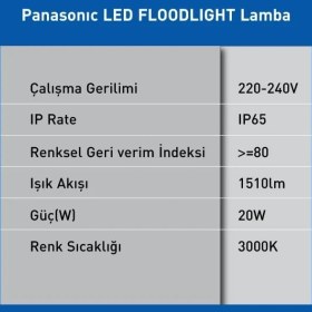 Resim Mabeyn LED Projektör, Sıcak Beyaz Işık 20W 1510LM 3000K 