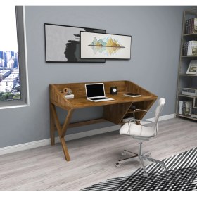 Resim Wood Face Woodface Snow Çalışma Masası 120X60 Doğal Ahşap 2 Gözlü Özel Tasarım Uyumlu Görünüm 