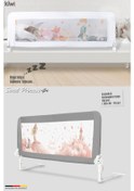 Resim Kiwi Bed Guard Asansörlü, Gri Renk, Tatlı Prenses Desenli, Yatak Güvenlik Bariyeri 150x60-70 Cm 