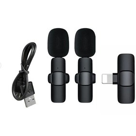 Resim K9 Yaka Mikrofonu Çift Wireless-kablosuz Hd Ergonomik Tak Çalıştır Lightning 