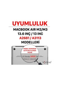Resim Novstrap Apple Macbook Air M2 M3 13.6 İnç A2681 A3113 Uyumlu Kılıf Kapak Parlak Simli Kılıf Glitter Şeffaf 