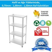Resim Raf Burada 4 Katlı Galvaniz Çelik Raf - Depo, Arşiv, Kiler, Dosya, Market Rafı-43x93x200 cm- 0.70 mm 