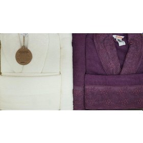 Resim Özdilek Branch Aile Bornoz Seti Krem-Mürdüm 