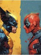 Resim aydın garage Wolverine ve Deadpool Kapı Direk Kaplama Folyosu BASKILI STİCKER Sağ-Sol 2 Adet 22*50 CM 